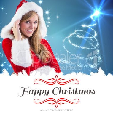 Composite image of festive blonde smiling at camera