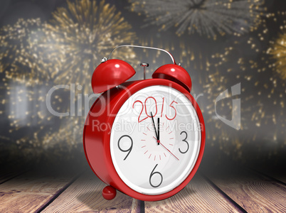 Composite image of 2015 in red alarm clock