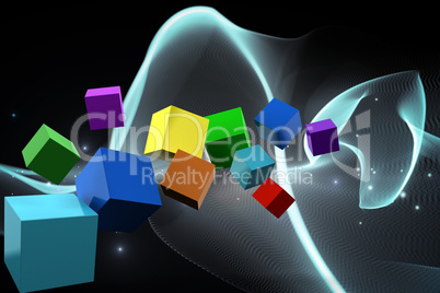 Composite image of 3d colourful cubes floating