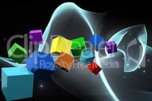 Composite image of 3d colourful cubes floating