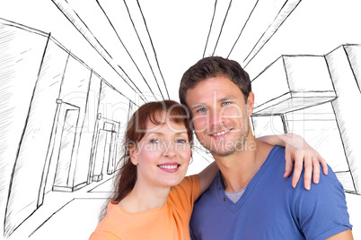 Composite image of couple looking at the camera