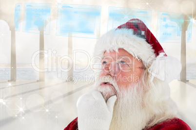 Composite image of santa is thinking about something Composite image of santa is thinking about something