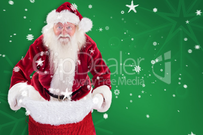 Composite image of santa open his red bag