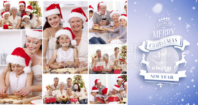 Composite image of collage of families enjoying celebration mome
