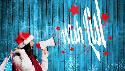 Composite image of woman holding some shopping bags