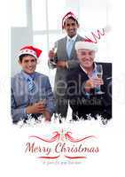 Composite image of confident businessmen wearing novelty christm