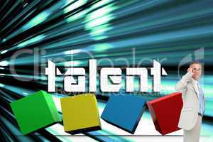 Talent against abstract turquoise glowing background