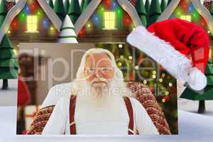 Composite image of happy santa without his jacket