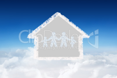 Composite image of cloud in shape of family