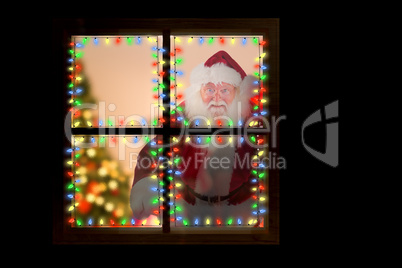 Composite image of santa open his red bag