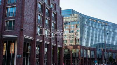 Modern office building in Hamburg city - DSLR hyperlapse