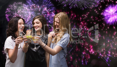 Composite image of friends with drinks