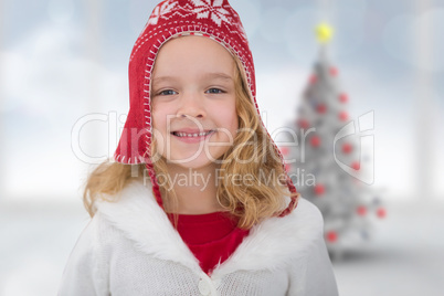 Composite image of cute girl in hat