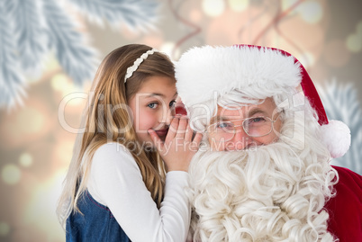 Composite image of santa listening to little girl