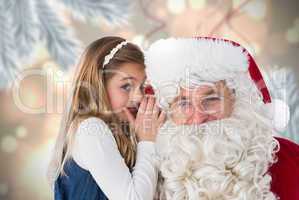 Composite image of santa listening to little girl