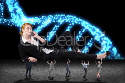 Composite image of business people supporting boss