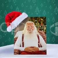 Composite image of happy santa without his jacket