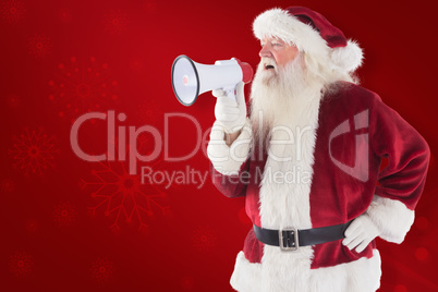 Composite image of santa claus is using a megaphone