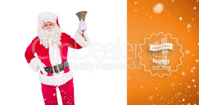 Composite image of santa claus ringing a bell