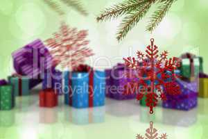 Composite image of decorations on tree