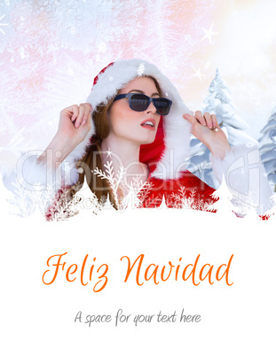 Composite image of cool santa girl wearing sunglasses