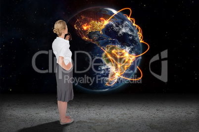 Composite image of thinking businesswoman