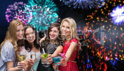 Composite image of friends with drinks