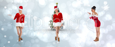 Composite image of different festive brunettes