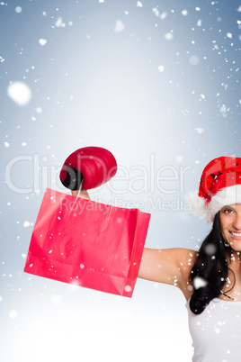 Woman wearing red boxing gloves