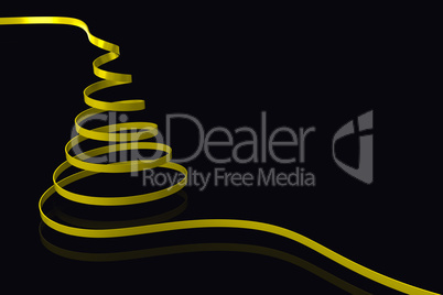 Composite image of yellow christmas tree ribbon