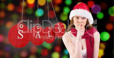 Composite image of festive redhead smiling at camera