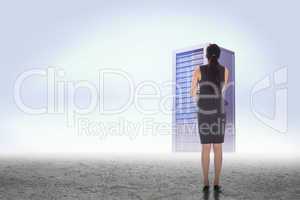 Composite image of thoughtful businesswoman