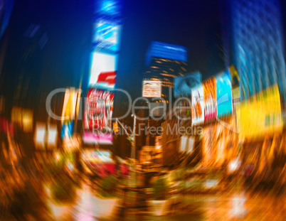 Evening life at Times Square, Manhattan, New York, in motion blu