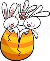 easter bunnies in egg cartoon