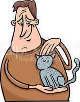 man and cat cartoon illustration