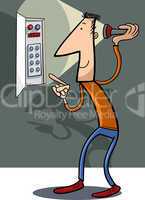 man fix electricity cartoon illustration