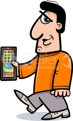 man with smart phone cartoon