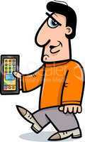 man with smart phone cartoon