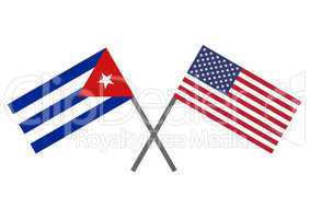 Flag of Cuba and USA
