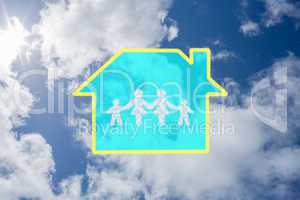 Composite image of cloud in shape of family