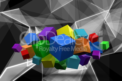 Composite image of 3d colourful cubes floating in a cluster