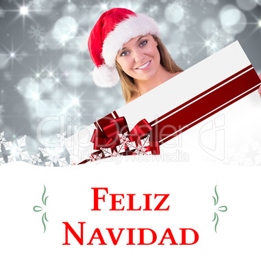 Composite image of composite image of festive blonde smiling at