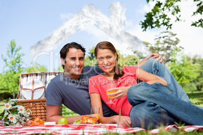 Composite image of two friends looking ahead while they hold gla