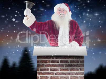 Composite image of santa claus rings his bell