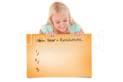 Composite image of woman looking at a whiteboard