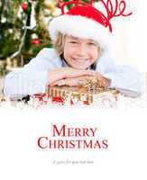 Composite image of adorable child celebrating christmas