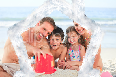 Composite image of family at the beach Composite image of family at the beach