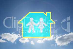 Composite image of cloud in shape of couple