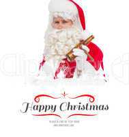Composite image of santa claus holding beer and cigar