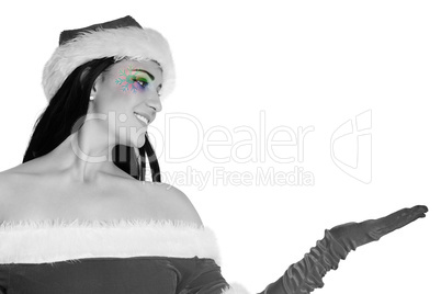 Girl with festive makeup in black and white